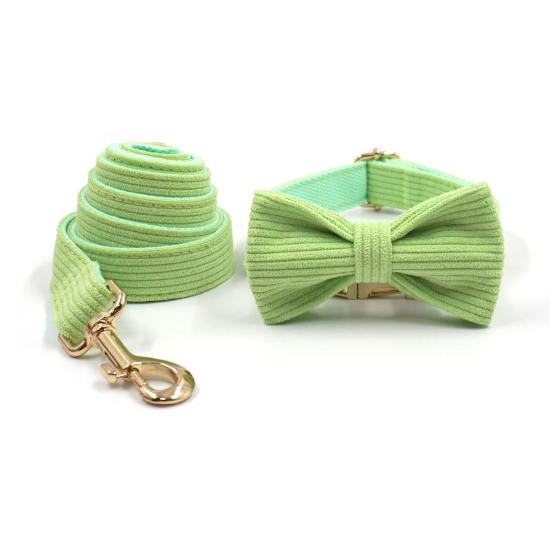 Bright Green Collar Leash Bowtie
