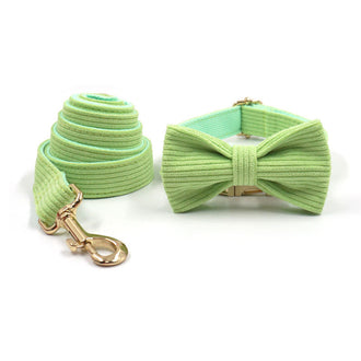 Bright Green Collar Leash Bowtie