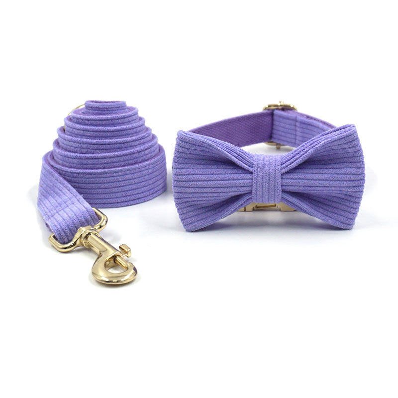 Bright Purple Collar Leash Bowtie