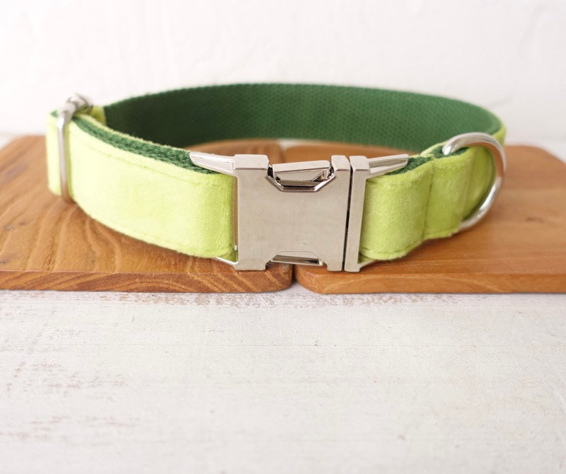 Green Velour Collar Leash Bowtie