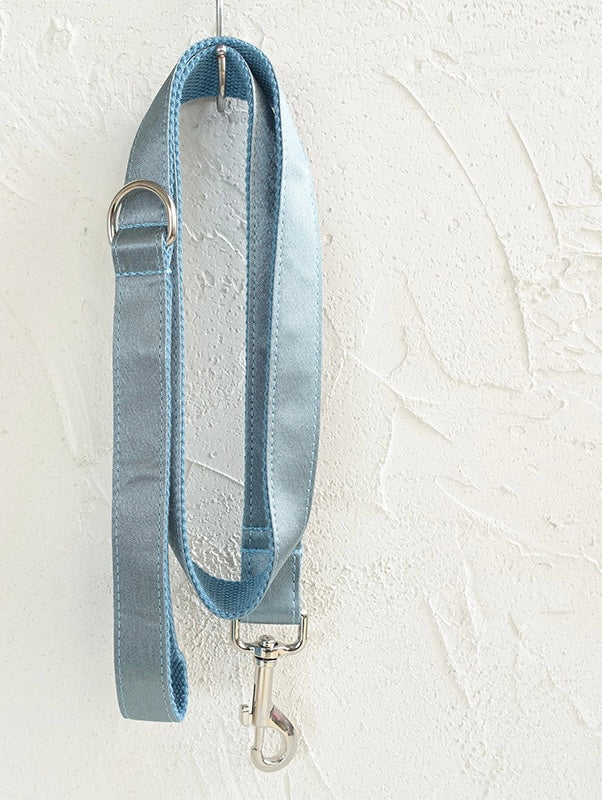 Silk Blue Collar Leash Bowtie