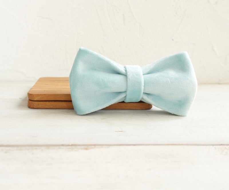 Teal Velour Collar Leash Bowtie
