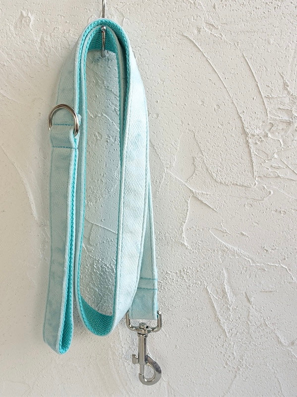 Teal Velour Collar Leash Bowtie