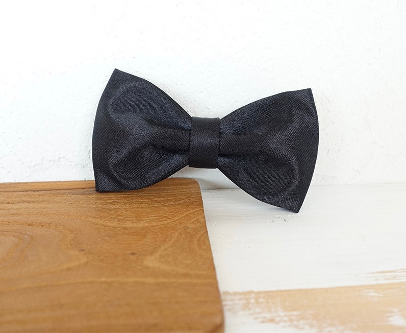 Black Silk Collar Leash Bowtie