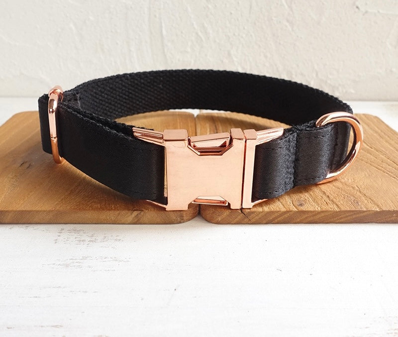 Black Silk Collar Leash Bowtie