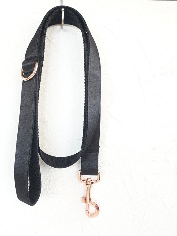 Black Silk Collar Leash Bowtie