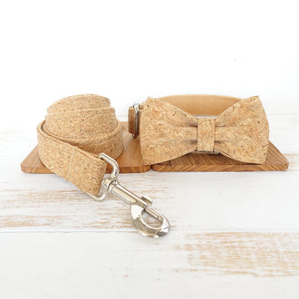 Wood like Collar Leash Bowtie