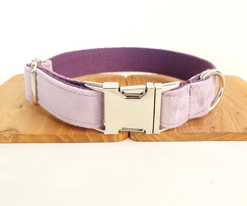 Lavender Velour Collar Leash Bowtie