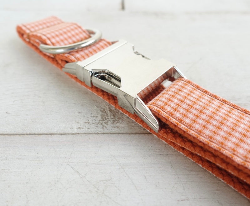 Orange Checks Collar Leash Bowtie