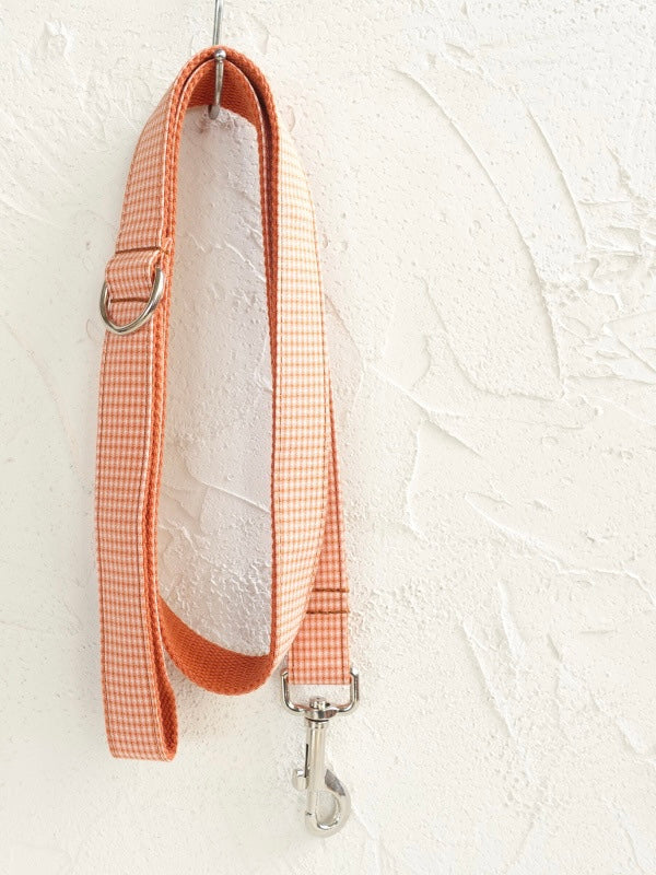 Orange Checks Collar Leash Bowtie