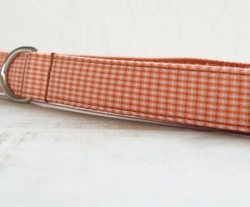 Orange Checks Collar Leash Bowtie