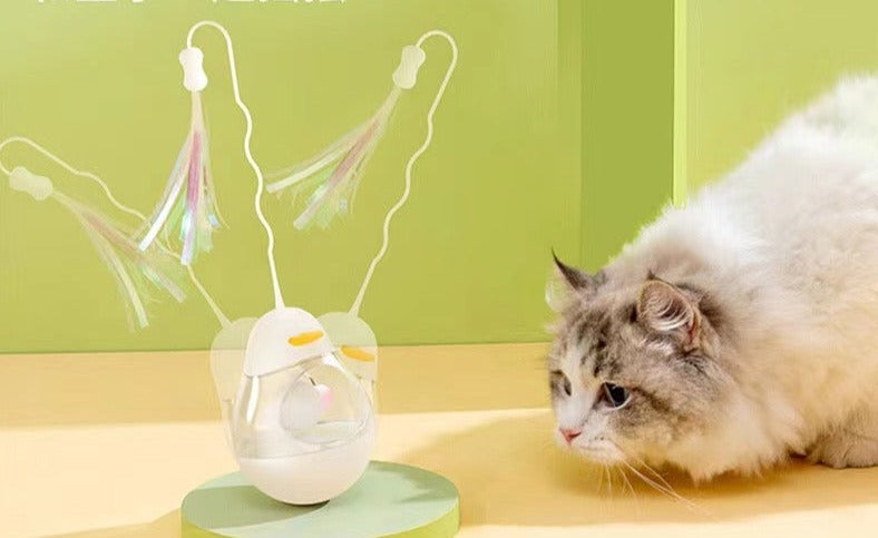 Cat Tumbler Toy In White | Yellow