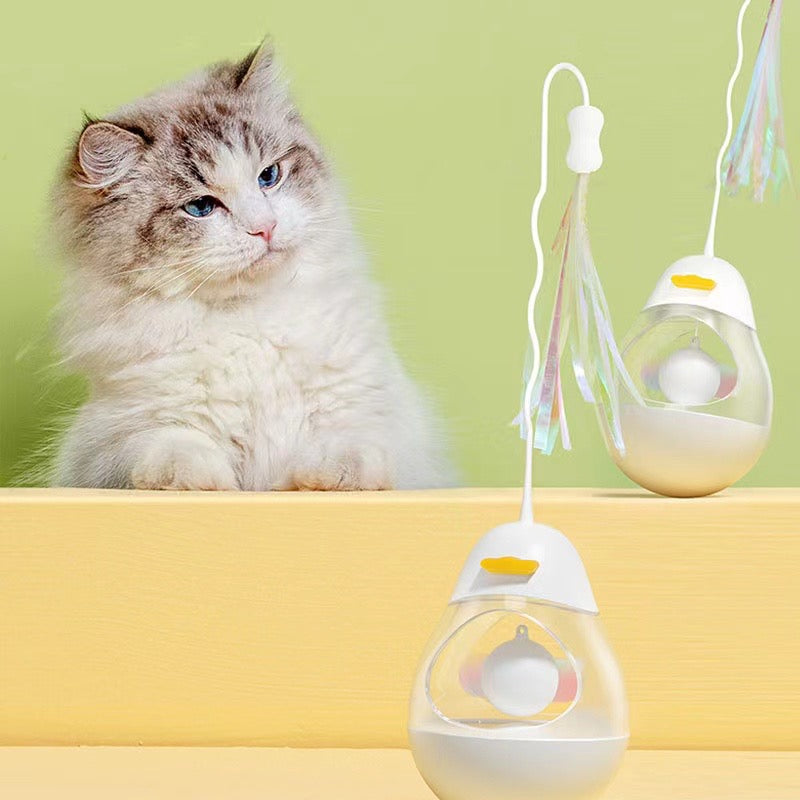 Cat Tumbler Toy In White | Yellow