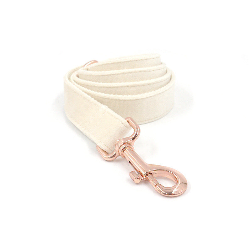 White Velour Collar Leash Bowtie