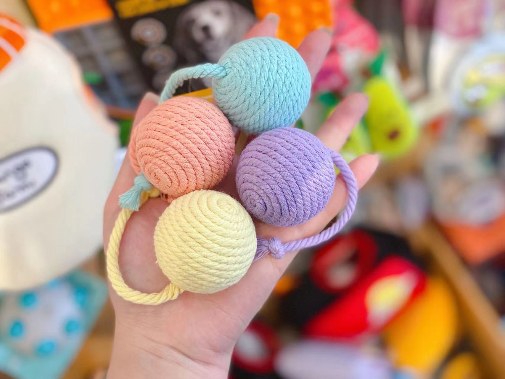 Cotton Rope Macaron Balls with a Tail