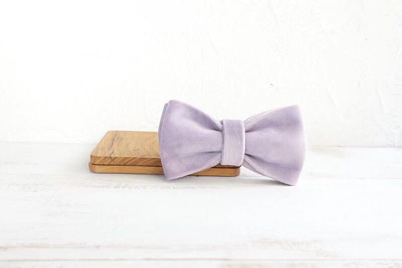 Lavender Velour Collar Leash Bowtie