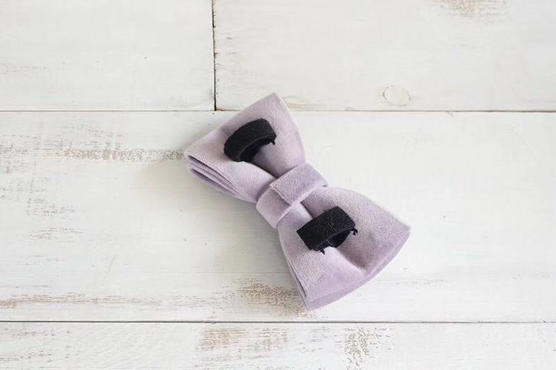 Lavender Velour Collar Leash Bowtie