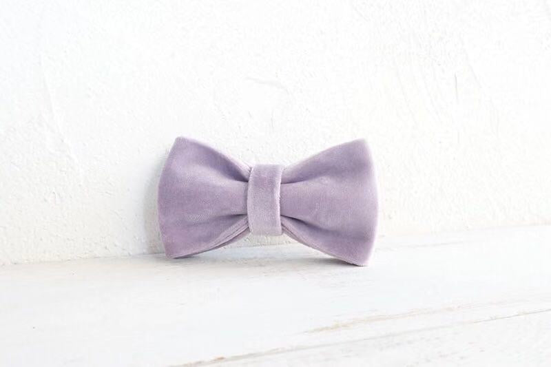 Lavender Velour Collar Leash Bowtie