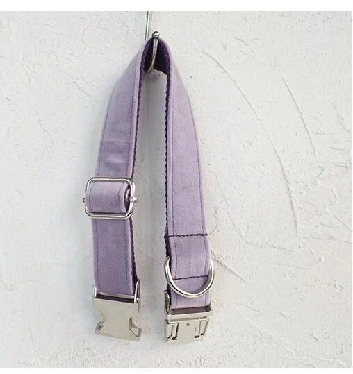 Lavender Velour Collar Leash Bowtie