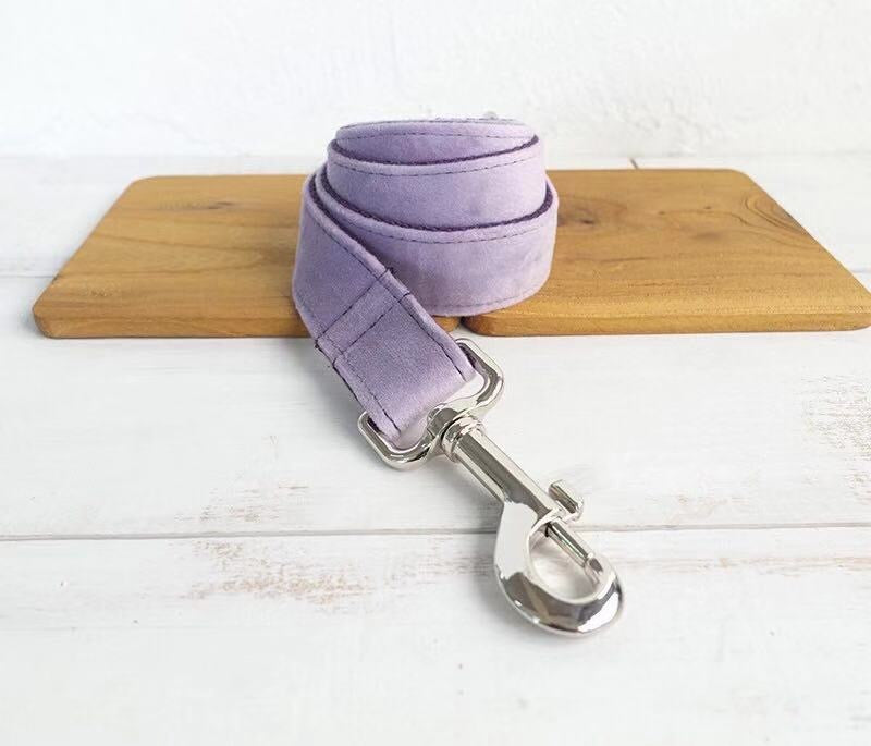 Lavender Velour Collar Leash Bowtie