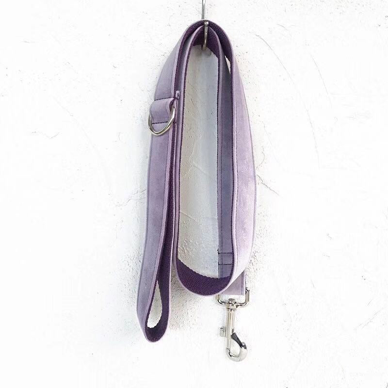 Lavender Velour Collar Leash Bowtie