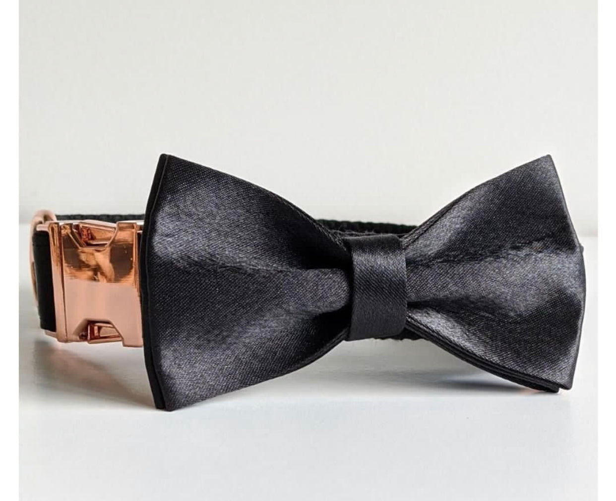 Black Silk Collar Leash Bowtie