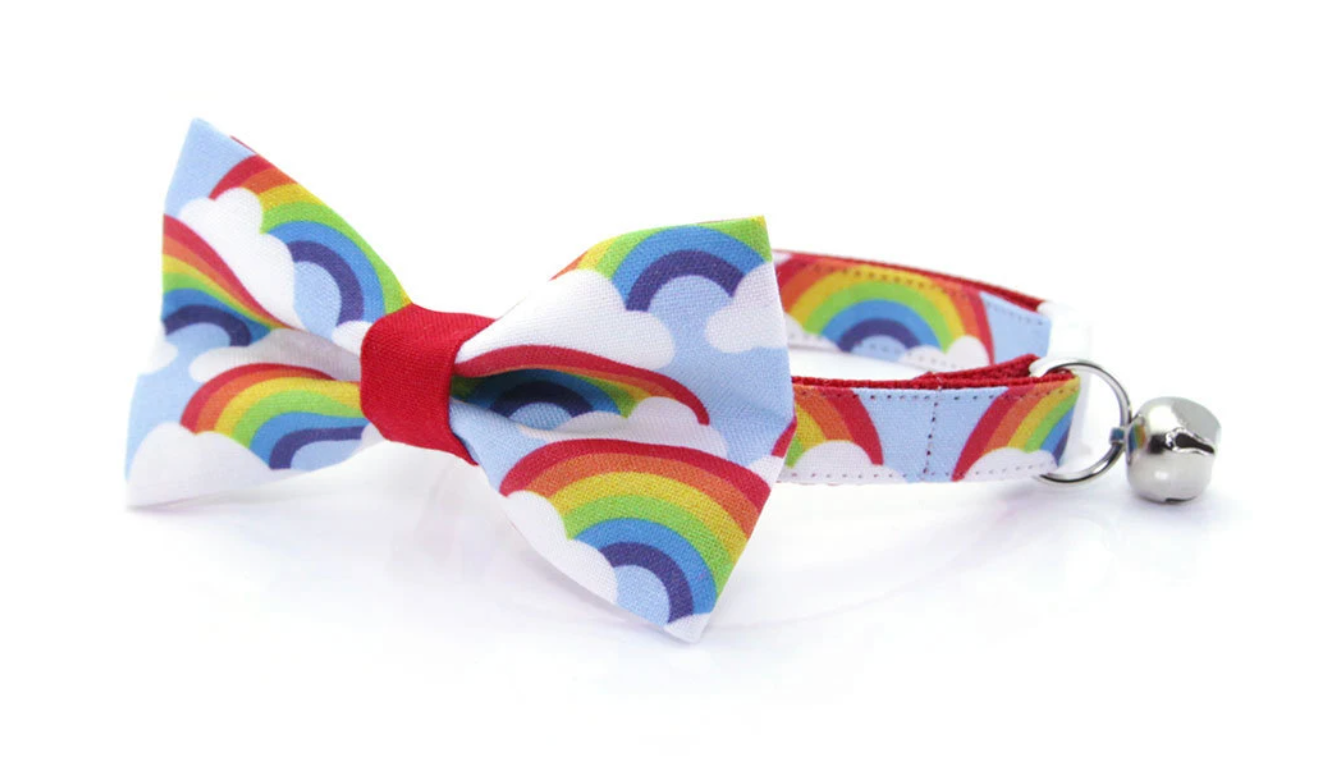 Rainbow Cat Collar Bowtie