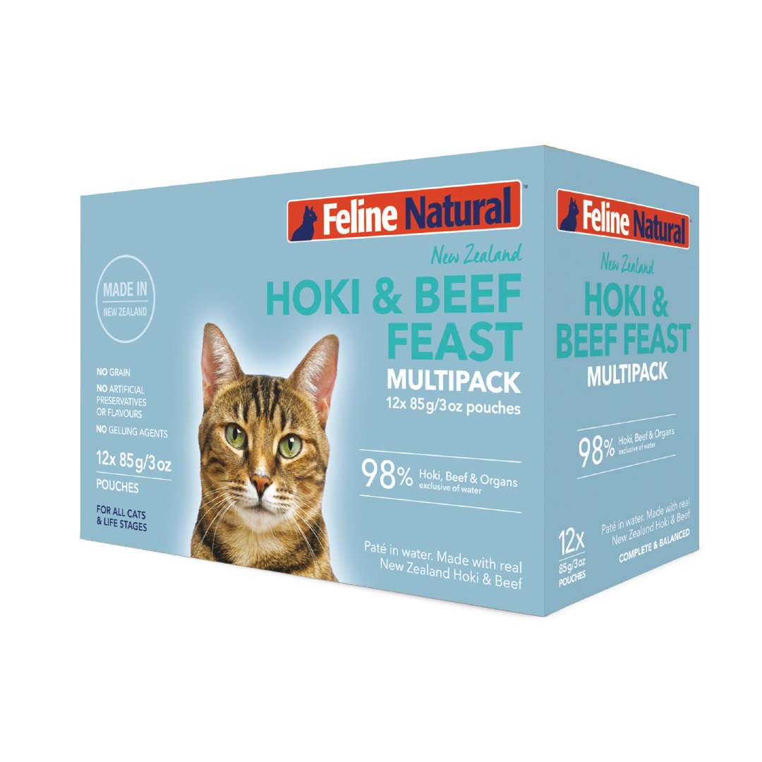 Feline Natural Pouch Beef & Hoki Multipack (85g x 12)