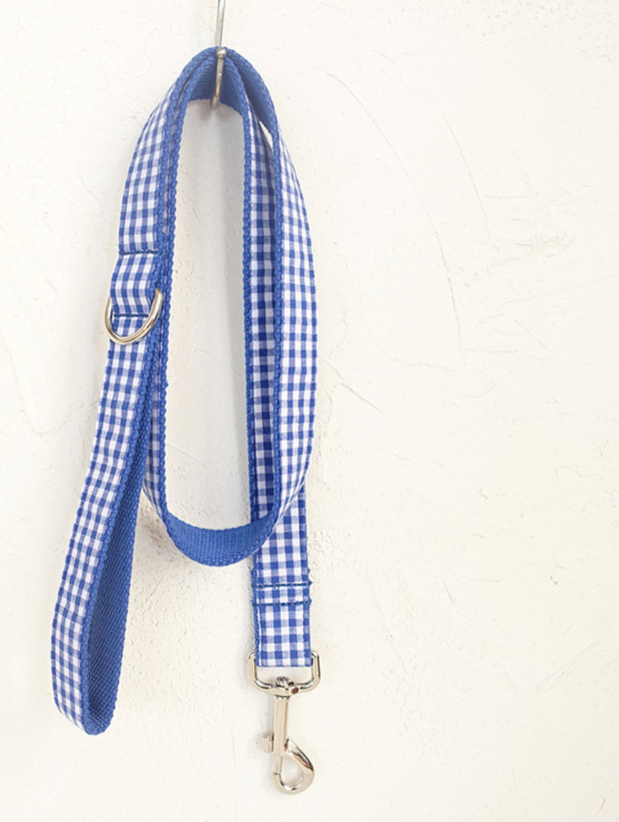 Blue Checks Bowtie Collar and Leash