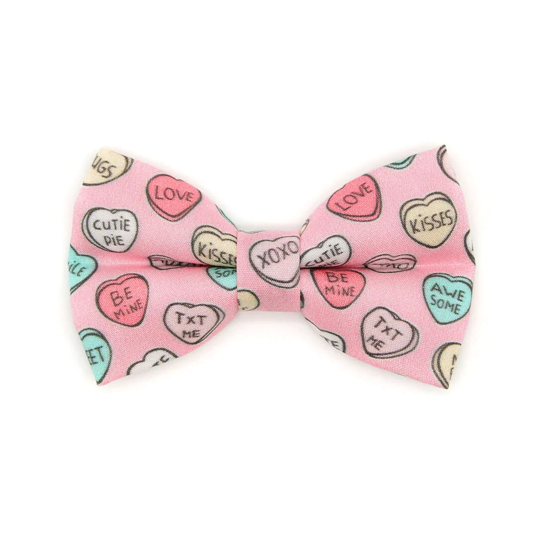 Conversation Hearts - Pink" - Candy Heart Cat Collar Bowtie