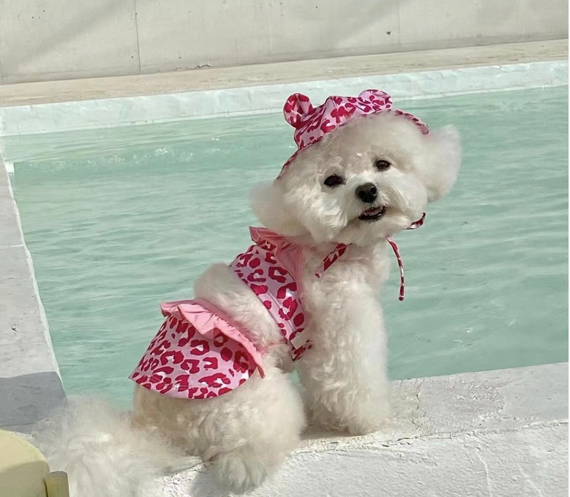 Pink Leopard Pet Bikini Swimming Wear
