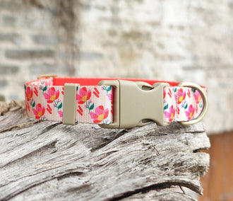 Red Floral Collar Leash