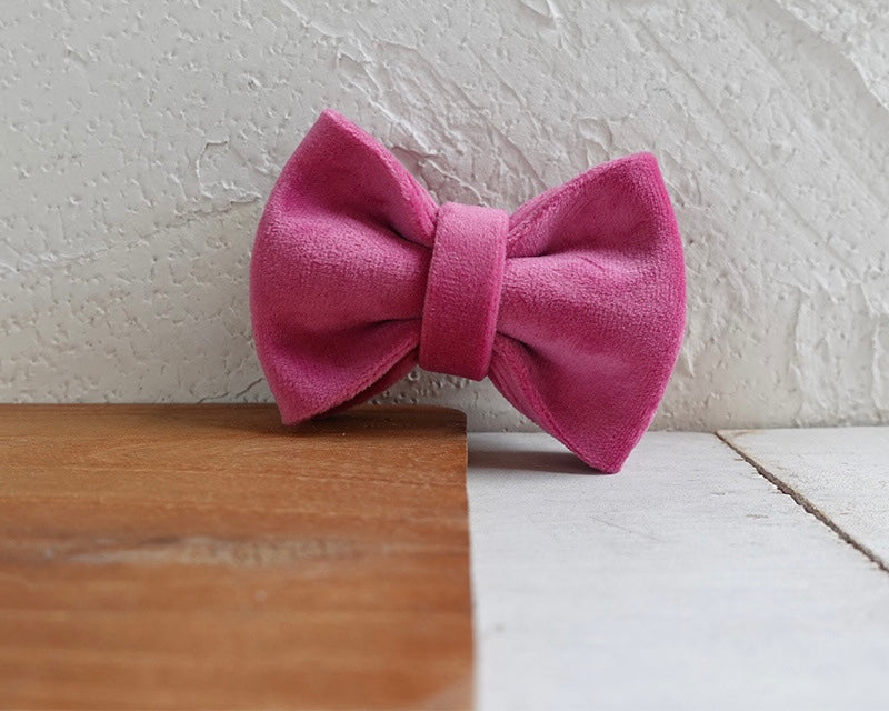 Pink Velvet Cat/Puppy Collar Bowtie
