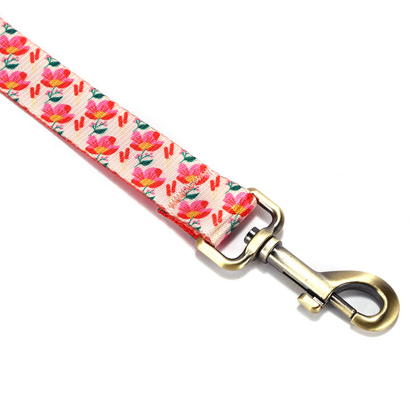 Red Floral Collar Leash