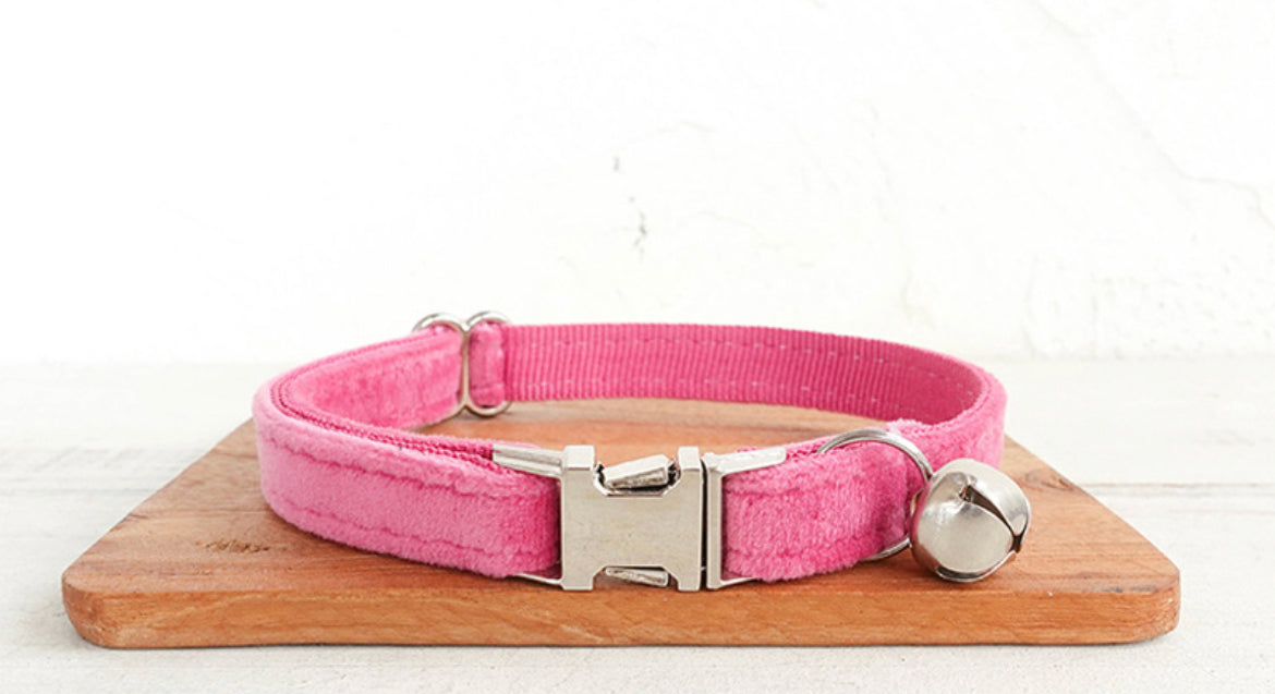 Pink Velvet Cat/Puppy Collar Bowtie