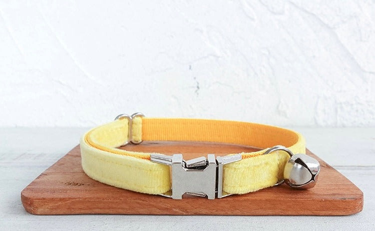 Yellow Velvet Cat/Puppy Collar Bowtie