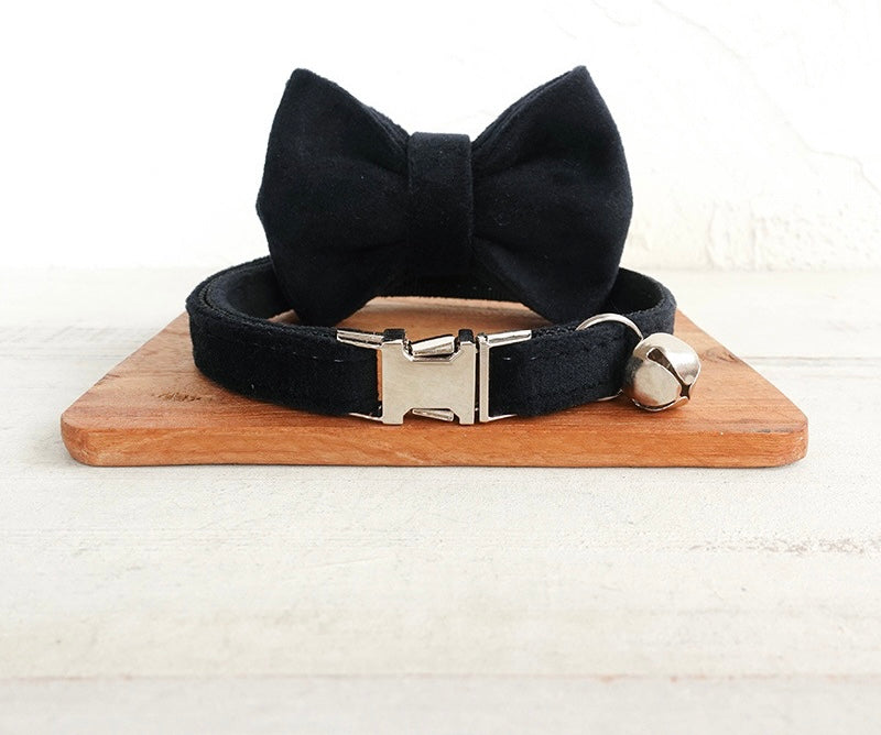 Black Velvet Cat/Puppy Collar Bowtie