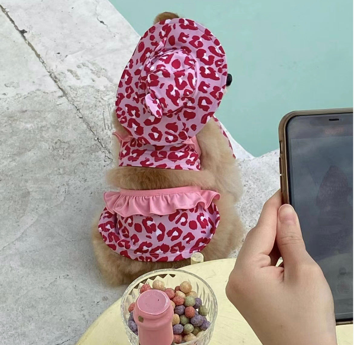 Pink Leopard Pet Bikini Swimming Wear