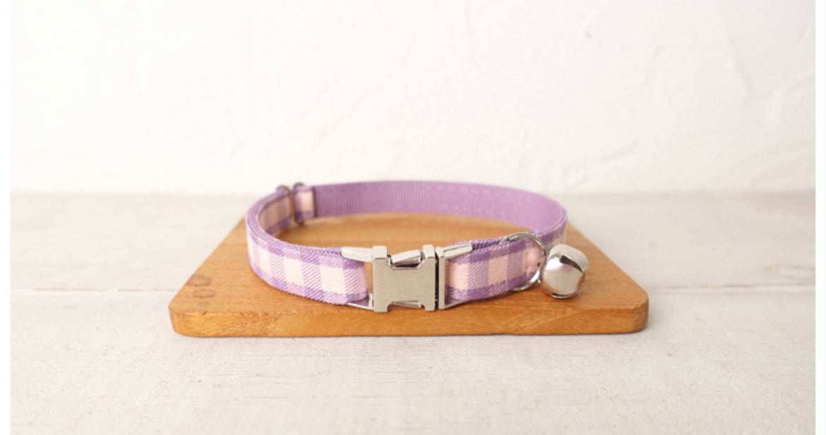 Purple Checks Cat/Puppy Collar Bowtie