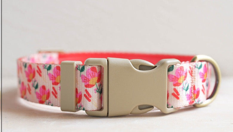 Red Floral Collar Leash