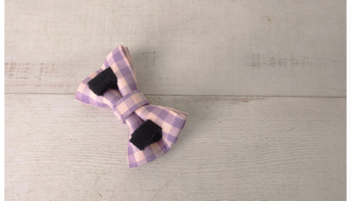 Purple Checks Cat/Puppy Collar Bowtie