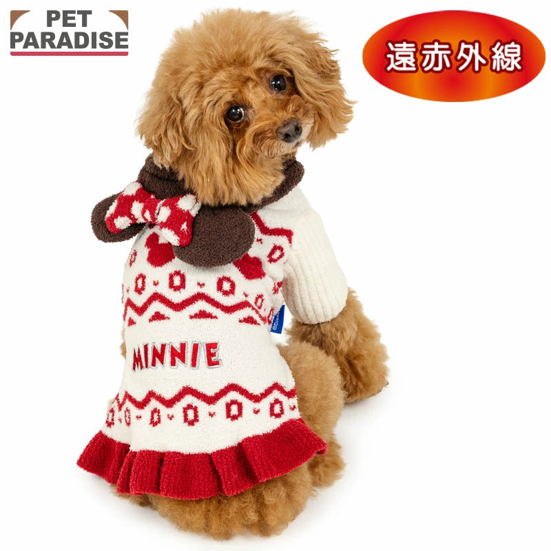 Disney Minnie Mouse Dog Clothes Winter Matching Knit | Far Infrared Warm Cold Protection Cold Protection