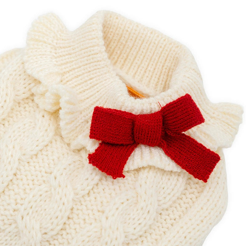 Pet Paradise Winter Knit Sweater Frilled Aran Sweater