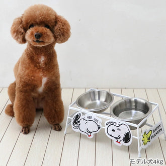 Snoopy Woodstock Dog Dish Wire Food Plate Small 2 Pieces | Double Food Bowl with Stand 2-Row Food Stand Character Gift Food Stand
