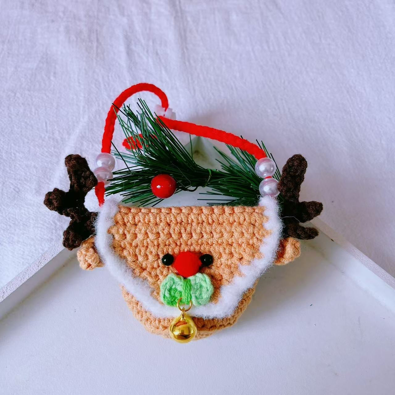 Handmade Xmas Reindeer Pouch Bandana