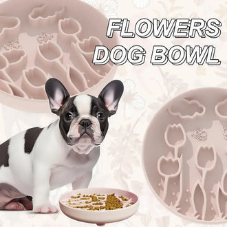 Tulips-Shaped 3-in-1 Pet Slow Food Bowl Silicone Licking Mat and Puzzle Feeder