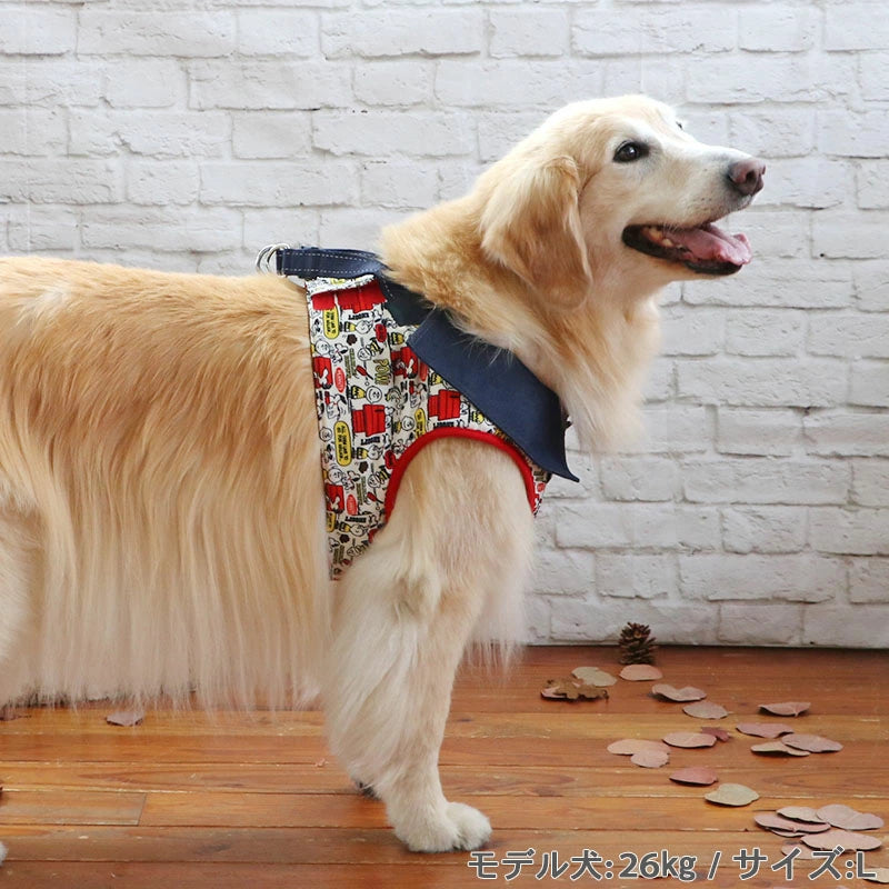 Dog Harness Vest Harness Snoopy Pair Pattern | Red, Stylish, Reflective, Mesh, Breathable, Easy to Wear, Walking, Harness