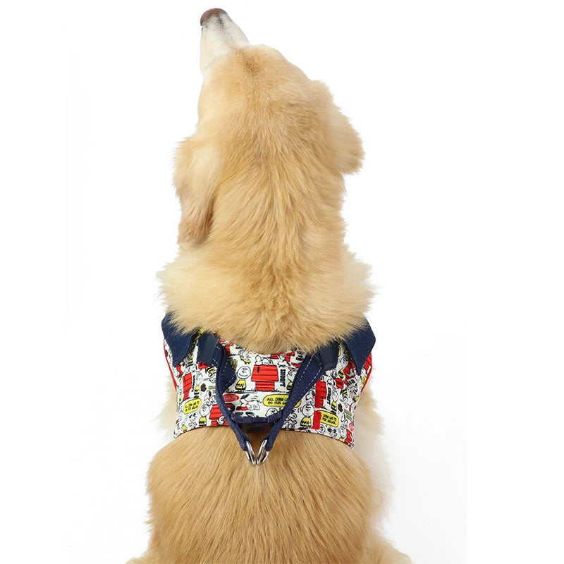 Dog Harness Vest Harness Snoopy Pair Pattern | Red, Stylish, Reflective, Mesh, Breathable, Easy to Wear, Walking, Harness