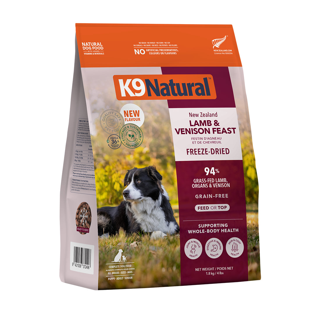 K9 Natural Freeze-Dried Lamb & Venison Dog Food | 500g & 1.8kg | The ...