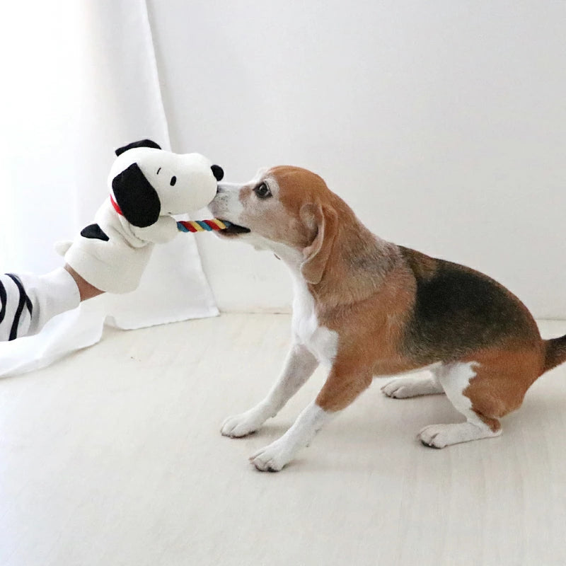 Snoopy Dog Rope Puppet Toy | Pull Toy with Whistle and Sounds
